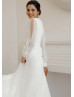 Long Sleeves Ivory Chiffon Slit Beach Wedding Dress Long Sleeves Ivory Chiffon Slit Beach Wedding Dress